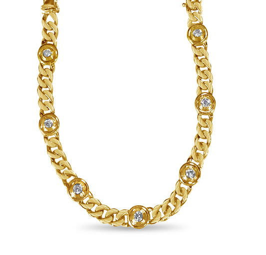 Handmade Solid Gold Curb Necklace , 8mm