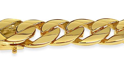 Handmade Solid Gold Curb Bracelet , 13mm