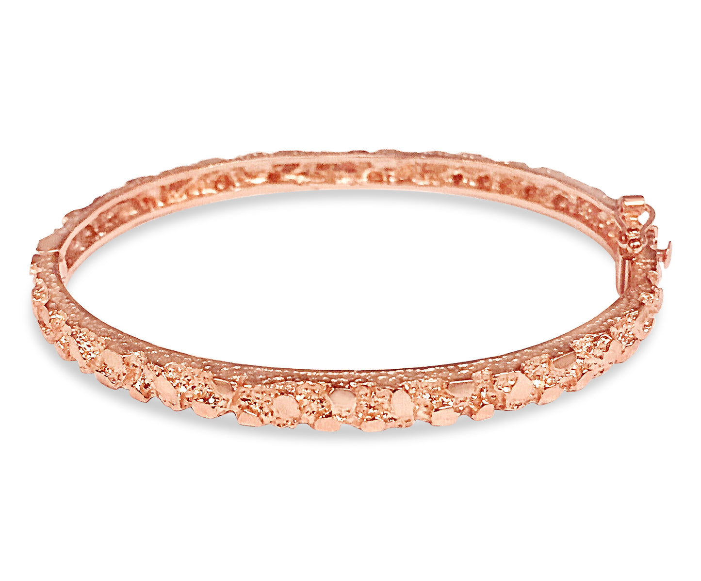 Handmade Solid Gold Nugget Bangle Bracelet , 5mm