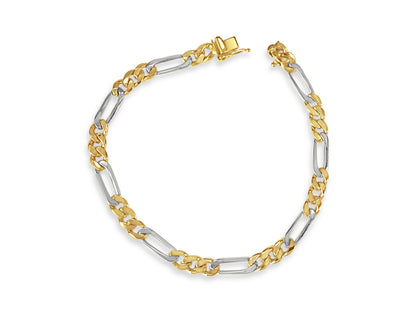 Handmade Solid Gold Figaro Bracelet , 5mm