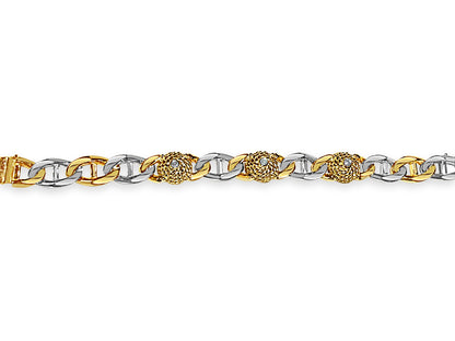 Handmade Solid Gold Diamond Mariner Bracelet , 17mm