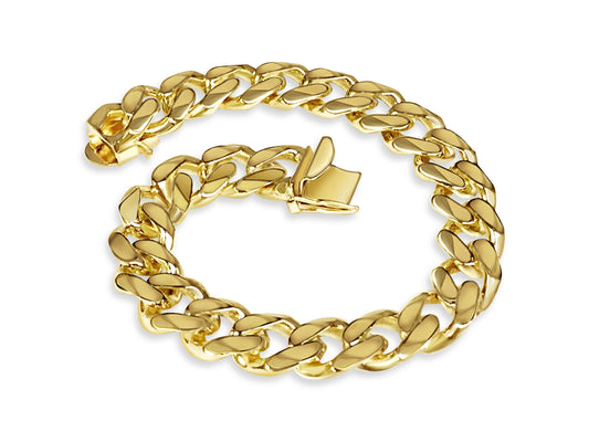 Handmade Solid Gold Curb Bracelet , 11mm