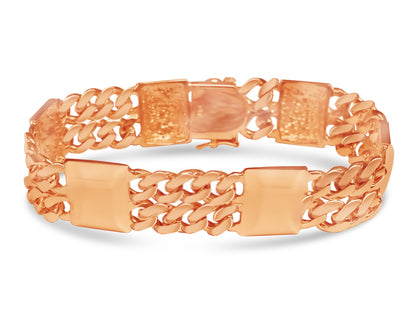 Handmade Solid Gold Curb & Bar Bracelet , 17mm