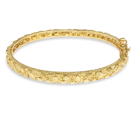 Handmade Solid Gold Nugget Bangle Bracelet , 5mm