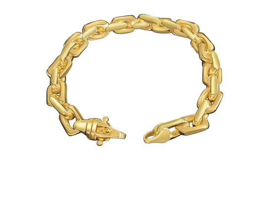 Handmade Solid Gold Fancy Rolo Bracelet , 8mm