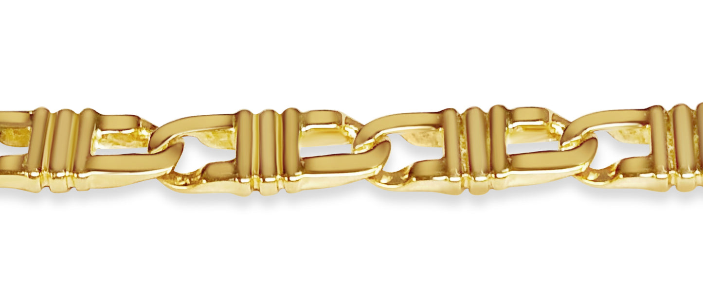 Handmade Solid Gold Flat Bracelet , 7mm