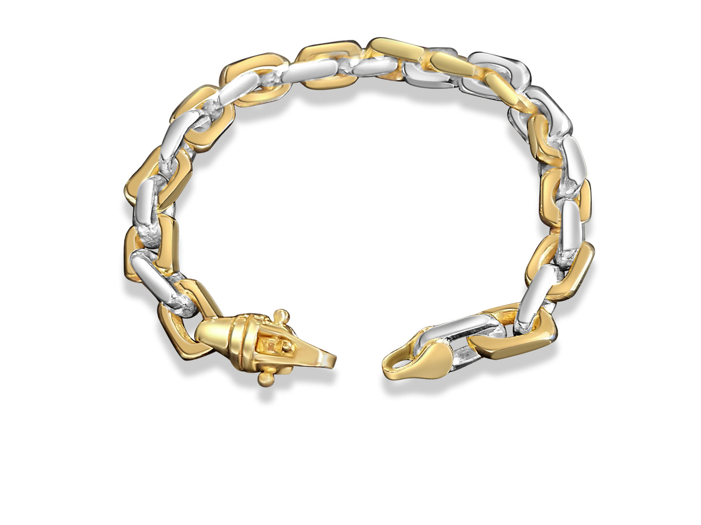 Handmade Solid Gold Fancy Rolo Bracelet , 8mm
