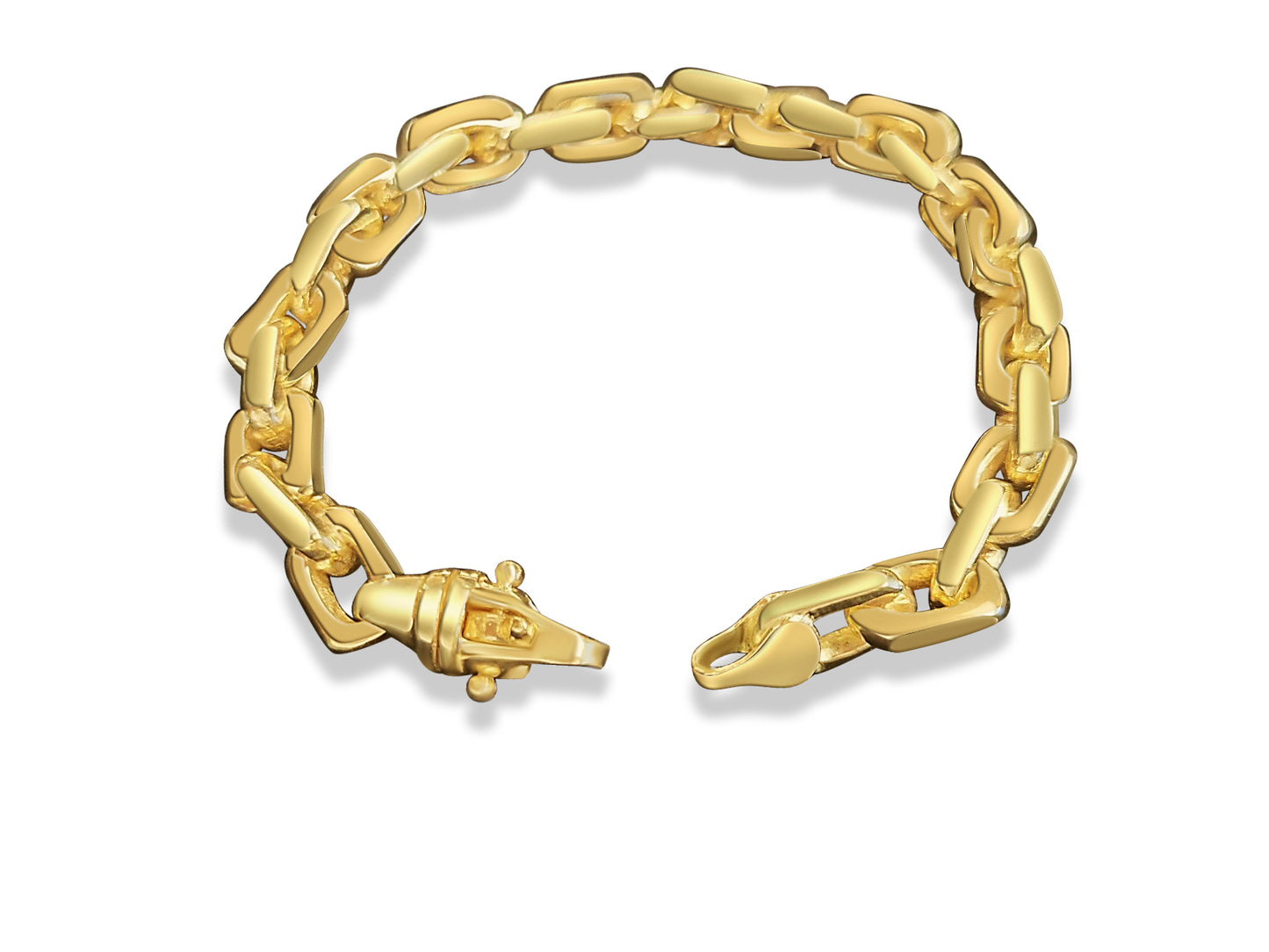 Handmade Solid Gold Fancy Rolo Bracelet , 8mm