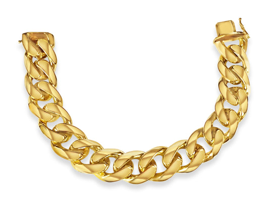 Handmade Solid Gold Curb Bracelet , 17mm