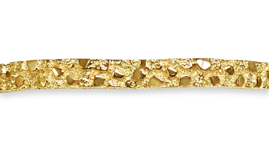 Handmade Solid Gold Nugget Bangle Bracelet , 7mm