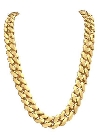 Handmade Solid Gold Miami Cuban Necklace , 14mm