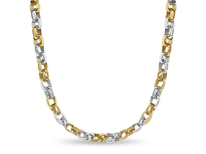 Handmade Solid Gold Oval Rolo Necklace , 6mm
