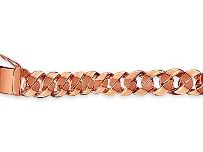 Handmade Solid Gold Curb Bracelet , 15mm