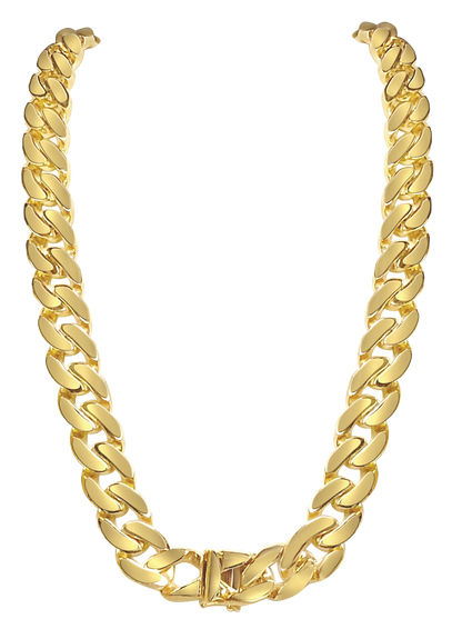 Handmade Solid Gold Miami Cuban Necklace , 16mm