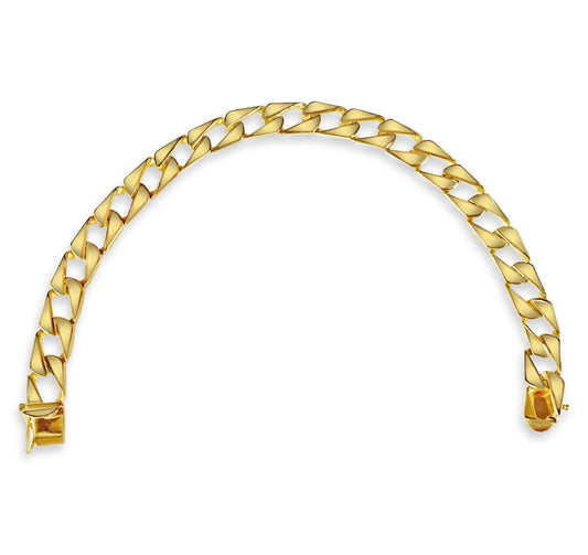 Handmade Solid Gold Curb Bracelet , 9mm