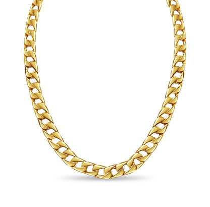 Handmade Solid Gold Curb Necklace , 9mm
