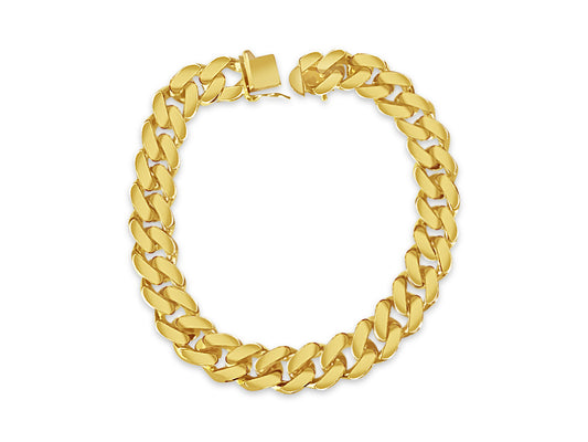 Handmade Solid Gold Curb Bracelet , 12mm