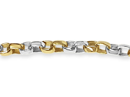 Handmade Solid Gold Oval Rolo Bracelet , 6mm