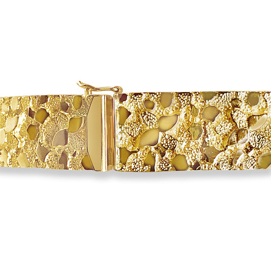 Handmade Solid Gold Nugget Bracelet , 17mm