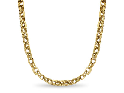 Handmade Solid Gold Oval Rolo Necklace , 6mm