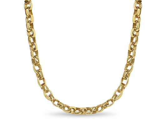 Handmade Solid Gold Oval Rolo Necklace , 6mm