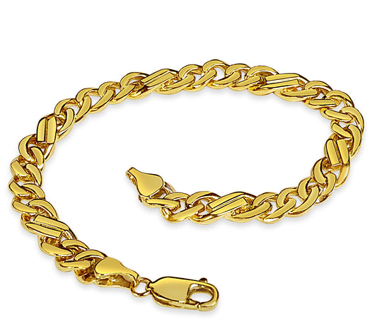 Handmade Solid Gold Curb Bracelet , 7mm