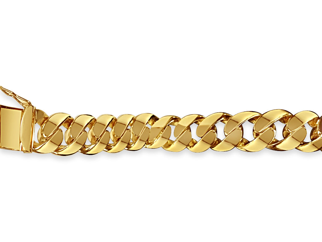 Handmade Solid Gold Curb Bracelet , 15mm