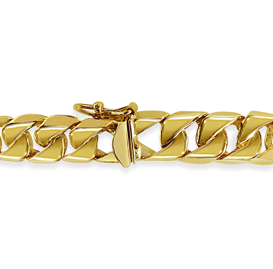 Handmade Solid Gold Curb Bracelet , 9mm
