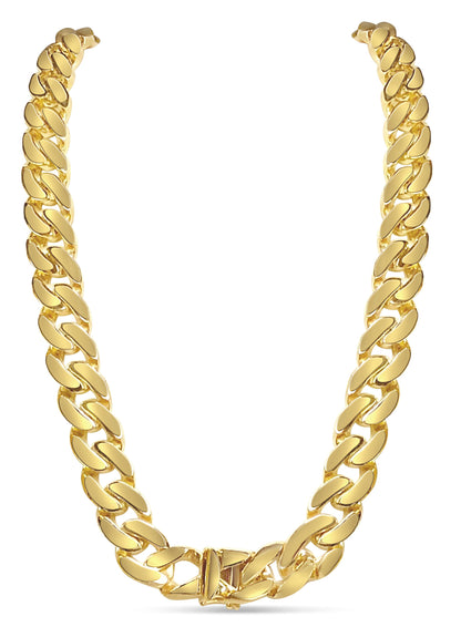 Handmade Solid Gold Miami Cuban Necklace , 16mm
