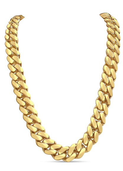 Handmade Solid Gold Miami Cuban Necklace , 14mm
