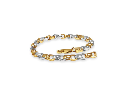 Handmade Solid Gold Oval Rolo Bracelet , 6mm