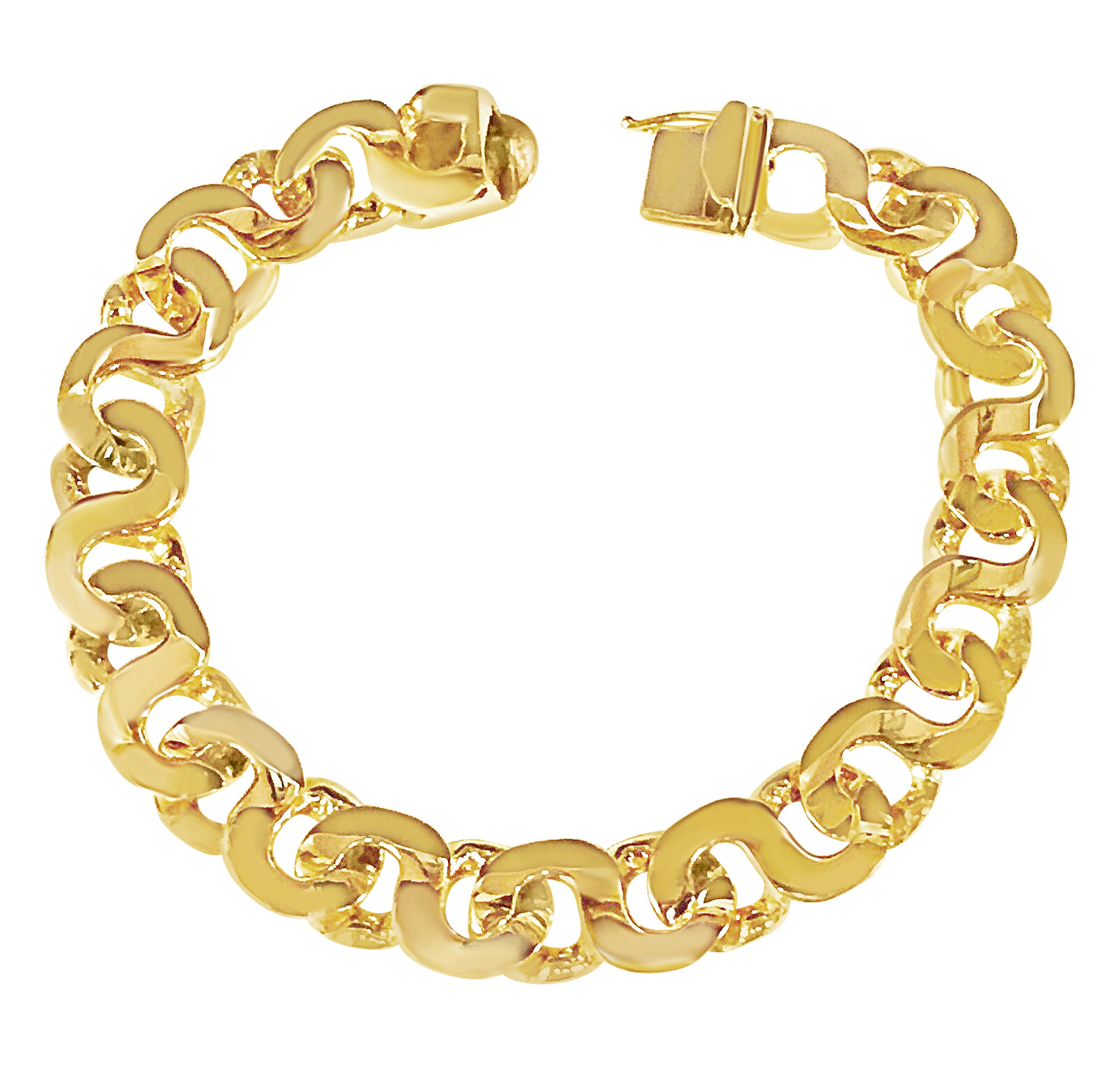 Handmade Solid Gold Flat Bracelet , 12mm