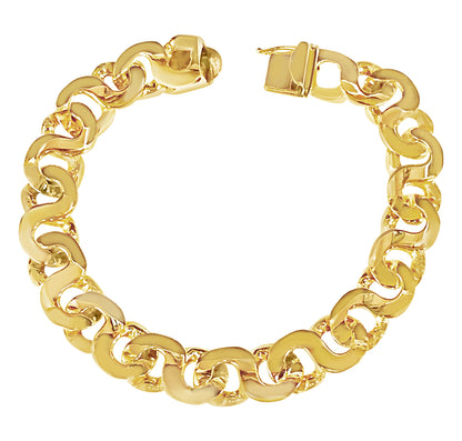 Handmade Solid Gold Flat Bracelet , 12mm