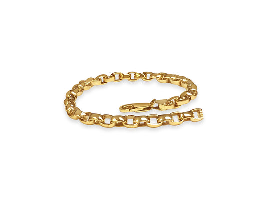 Handmade Solid Gold Oval Rolo Bracelet , 6mm