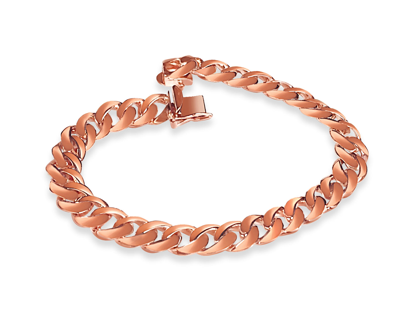 Handmade Solid Gold Curb Bracelet , 9mm
