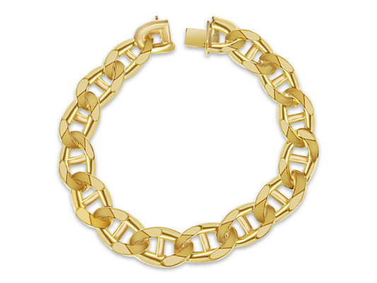 Handmade Solid Gold Mariner Bracelet , 15mm