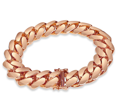 Handmade Solid Gold Miami Cuban Bracelet , 16mm