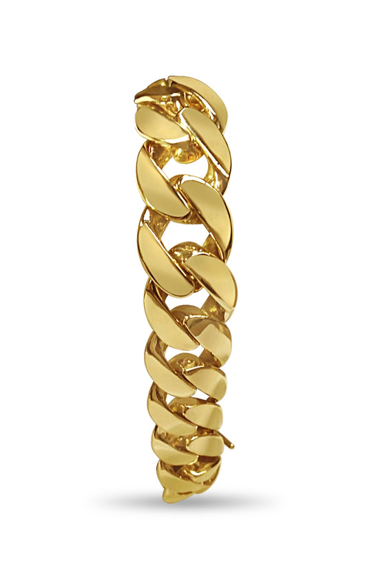 Handmade Solid Gold Curb Bracelet , 15mm