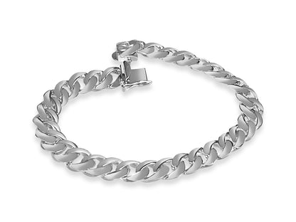 Handmade Solid Gold Curb Bracelet , 9mm