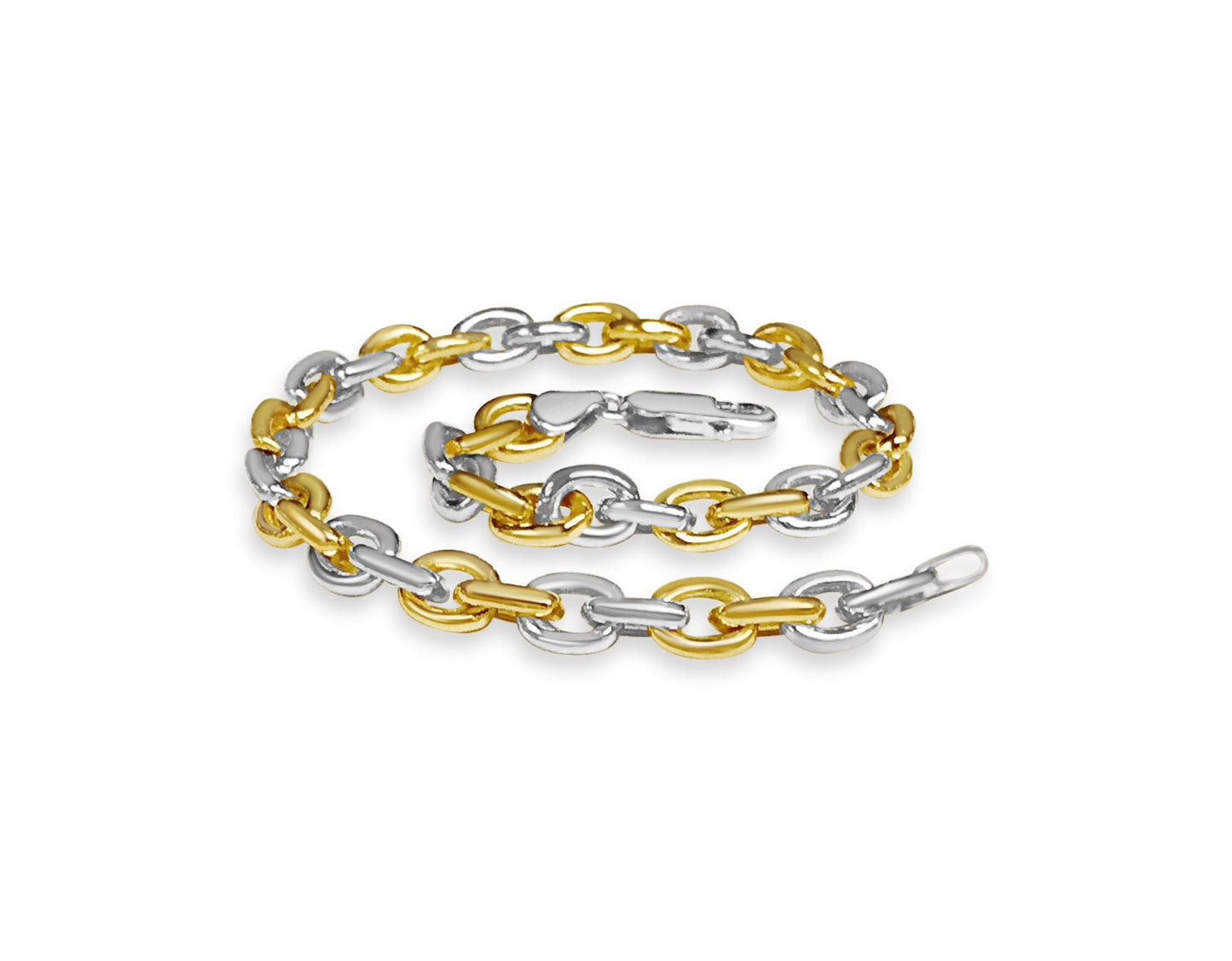 Handmade Solid Gold Fancy Rolo Bracelet , 7mm