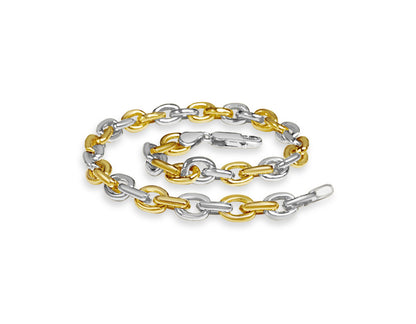 Handmade Solid Gold Fancy Rolo Bracelet , 7mm