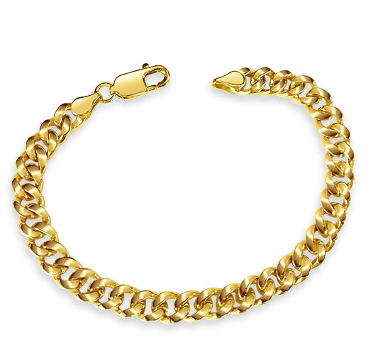 Handmade Solid Gold Curb Bracelet , 8mm