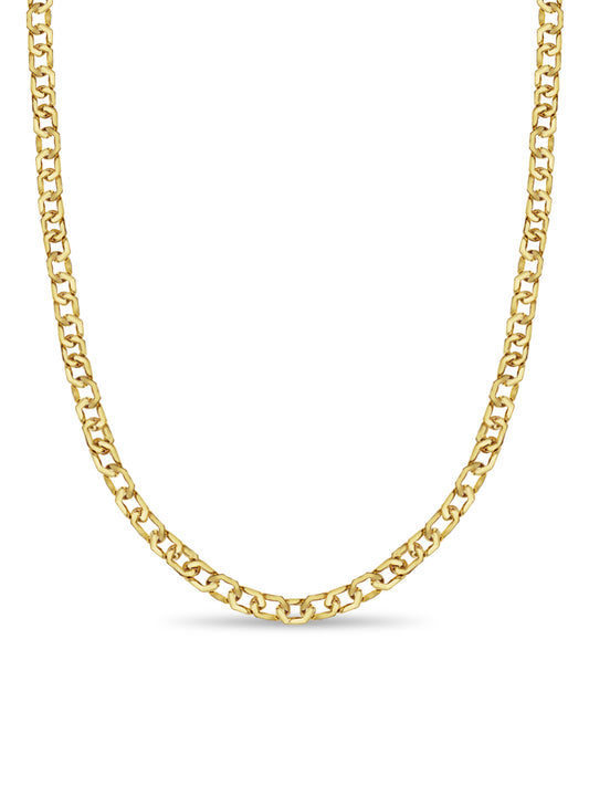 Handmade Solid Gold Curb Necklace , 11mm