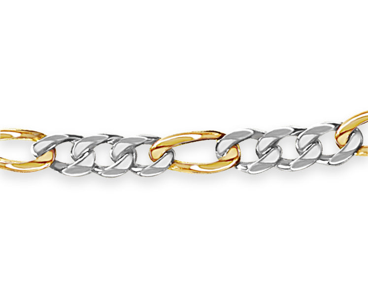 Handmade Solid Gold Figaro Bracelet , 15mm