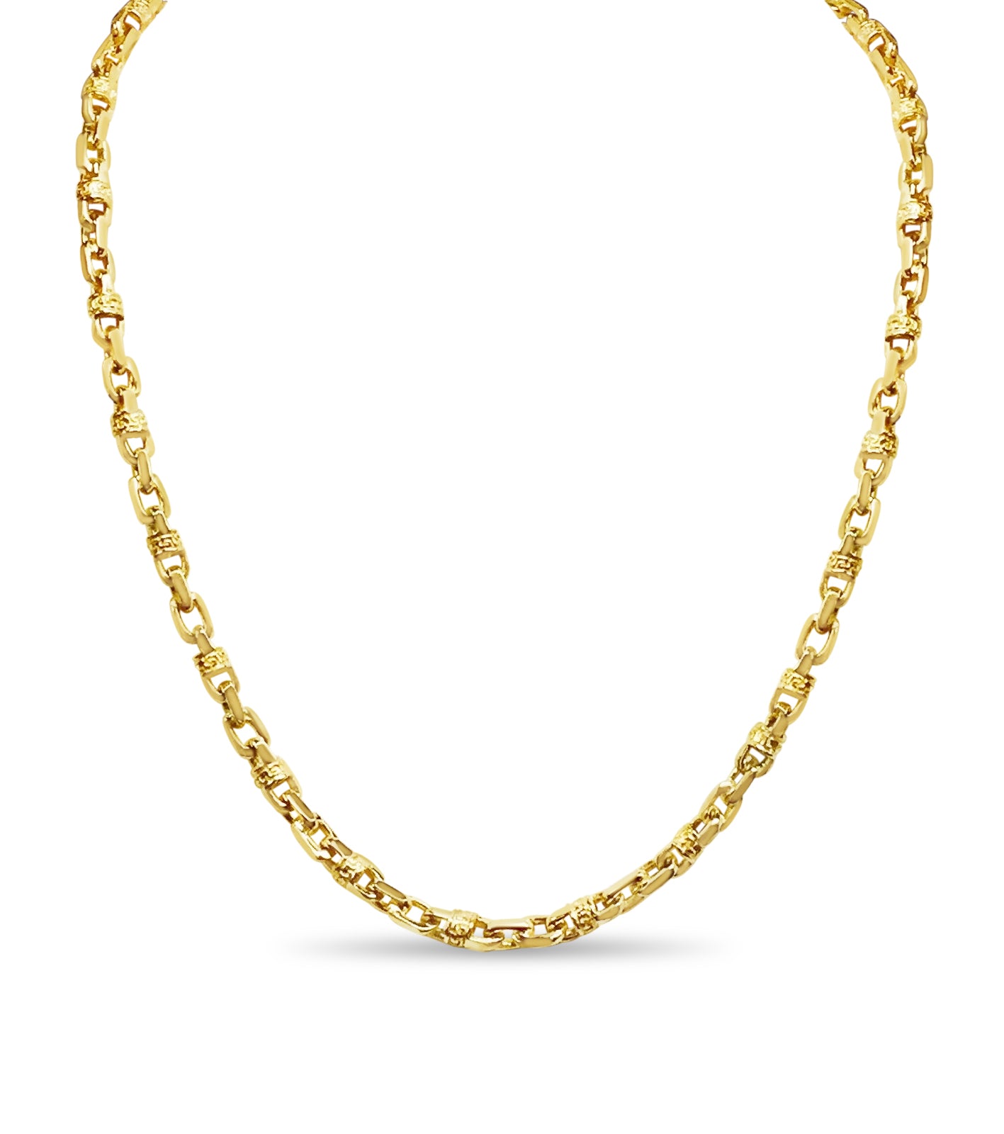 Handmade Solid Gold Fancy Greek Necklace , 6mm