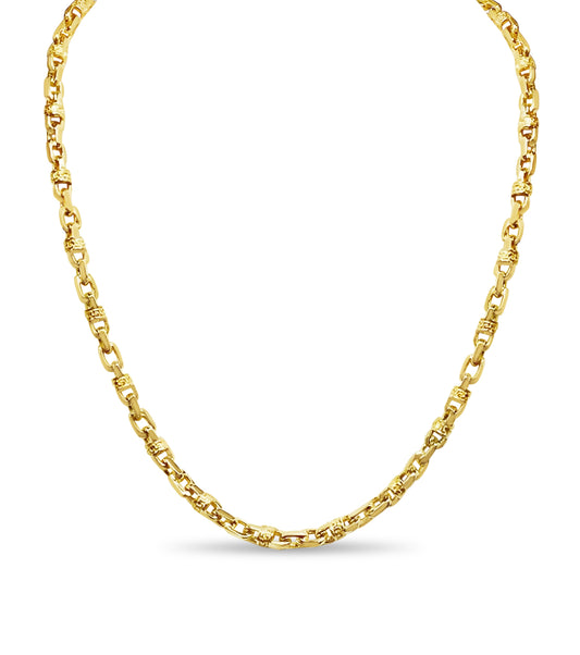 Handmade Solid Gold Fancy Greek Necklace , 6mm