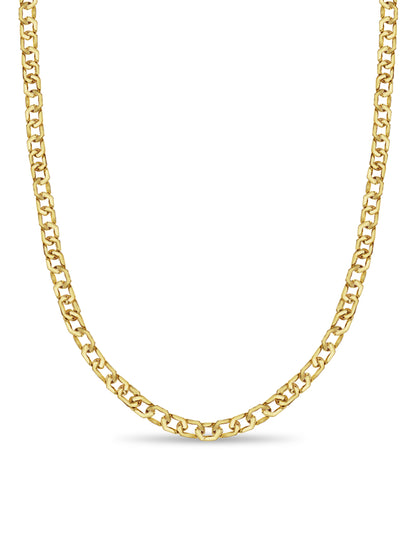 Handmade Solid Gold Curb Necklace , 11mm