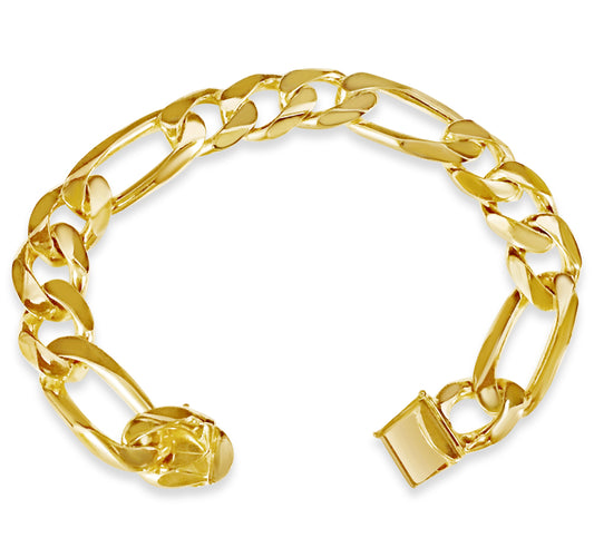 Handmade Solid Gold Figaro Bracelet , 14mm