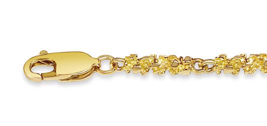 Handmade Solid Gold Nugget Bracelet , 4mm