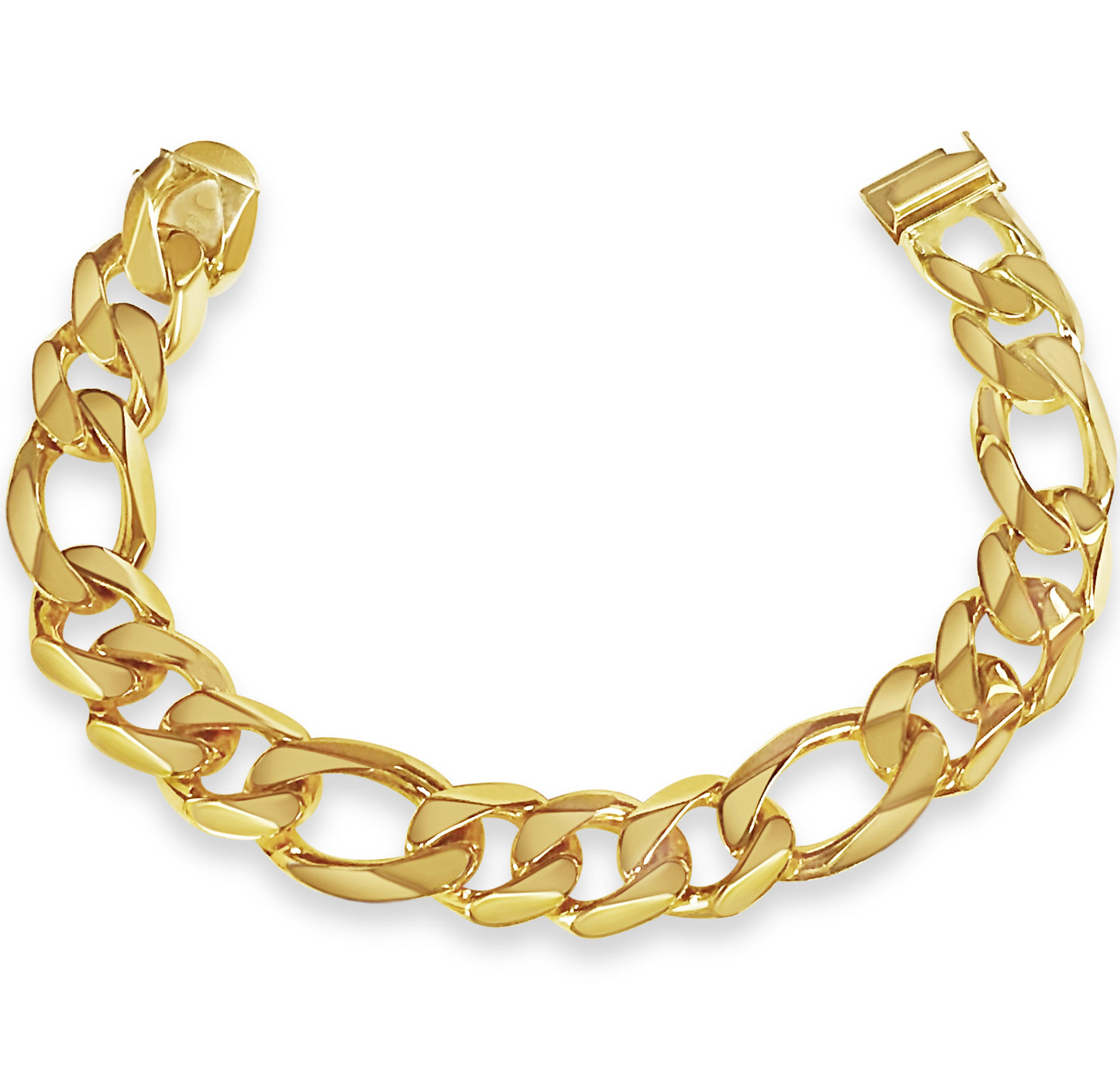Handmade Solid Gold Figaro Bracelet , 18mm